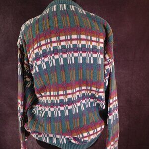 Vintage Long Sleeve Jacquard Sweater -Kenneth Roberts -  Base color is green.